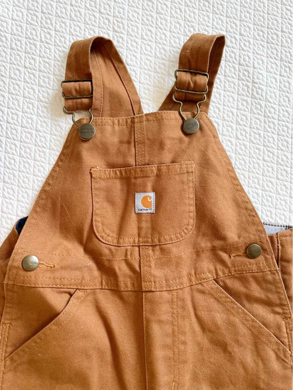 Carhartt Toddler Flannel-Lined Canvas Overalls Size 3T - Picture 3 of 9